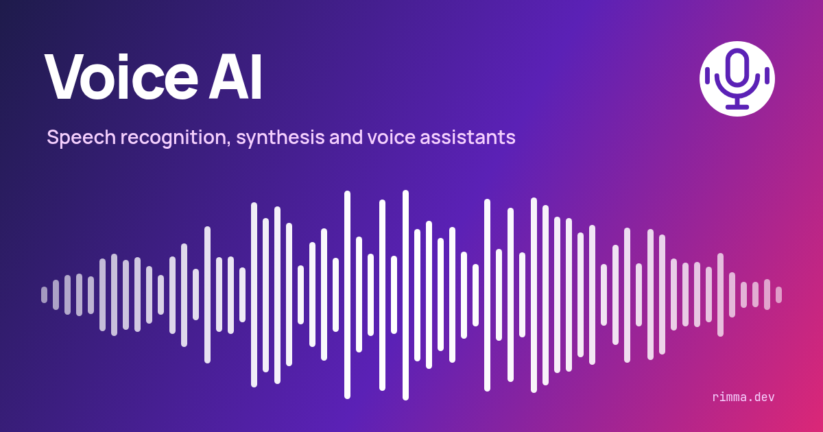 Voice AI: a white sound wave across a violet-pink gradient with a microphone
